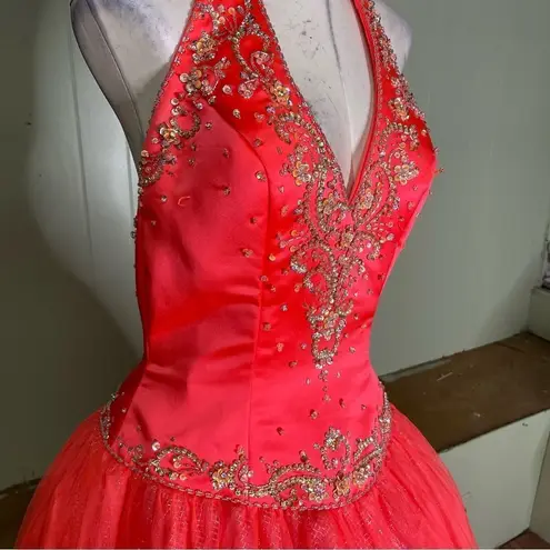 Tiffany Designs Princess Beaded Tulle Halter Prom Quinceanera Gown 8