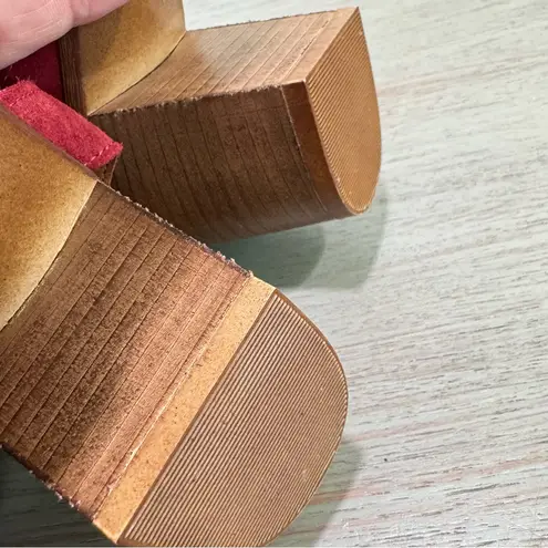 Mariella Italian Suede Leather Sandals Block Heel Burgundy Red Size 9.5 Fall