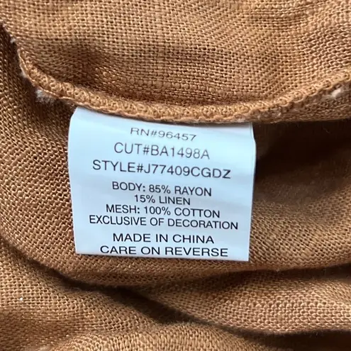 love on a hanger Lace Floral Embroidered Sheer Blouse Brown Size Small