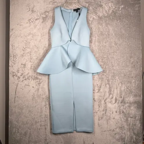 Lavish Lice Lavish Alice Dress Blue Scuba Peplum Sleeveless Wedding Party Cocktail Size 6