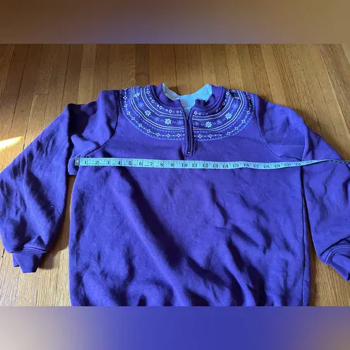 Blair Vintage 1980s Purple Floral Quarter Zip Sweatshirt, Size Medium