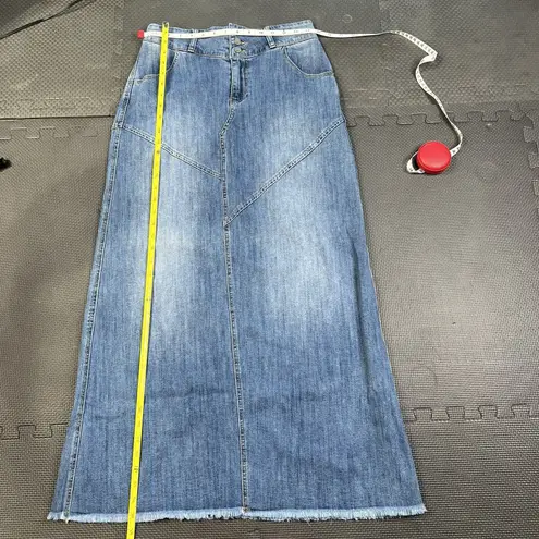 Wash Lab Women's Denim Maxi Skirt Blue Size 29 Style WL1610S Long Jean Y2K Boho