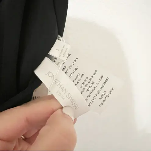 NEW NWT Jonathan Simkhai Black Niya Tie Waist One Piece Swimsuit Large L