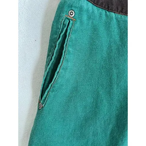 KAVU Denim Solid Green Knee Length Wrap Skirt Size 10