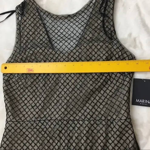 Marina Black Mesh Glitter Nude Formal Gatsby Wedding Formal Dress Gown Train 6