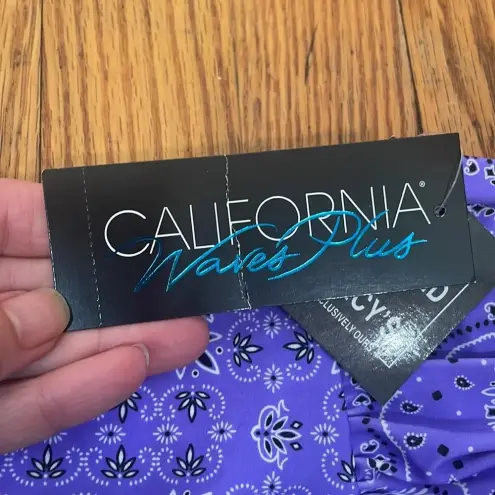 California Waves  PURPLE PRINT Flowery Flow Bikini Swim Bottom  US‎ 2 (20/22) NWT