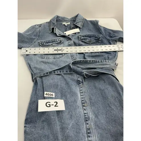 Habitual Womans Knee Length Dress Large Blue Denim Long Sleeve Full Snap Pockets