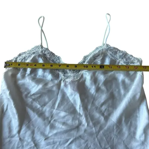 Vintage La Mouette Women’s M Lace Trim Camisole Tank Cream White Satin Coquette Size M