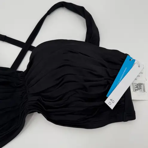 Bleu Rod Beattie Bikini Top Size 40 D NWT Black Shirred Underwire D Cup Swim