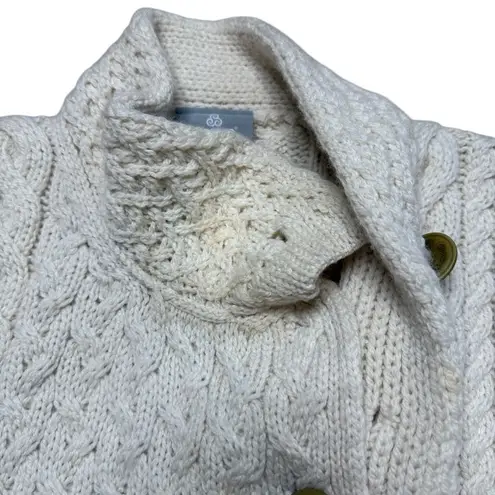 Aran Woollen Mills Super Soft Merino 3 Button Sweater Ivory Medium