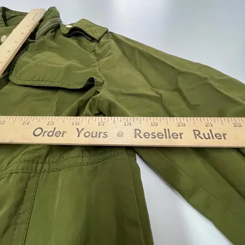 ZARA  Basic Jacket Womens Small Utility Military Coat‎ Pockets Hideaway Hood - Image 7