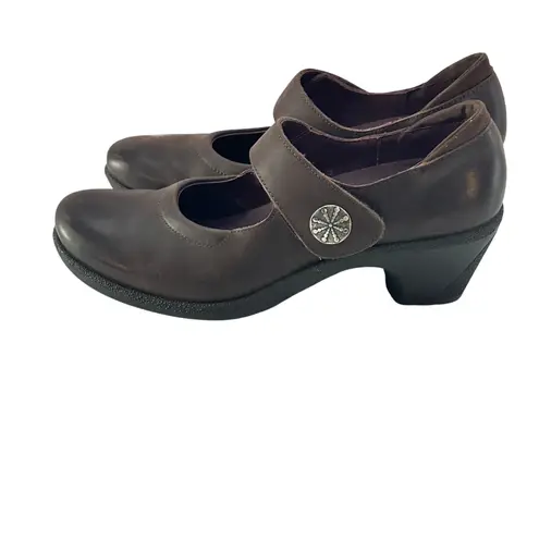 Romika Mary Jane Leather Pumps Womens 39 Brown Round Toe Career Formal Workwear Size 9