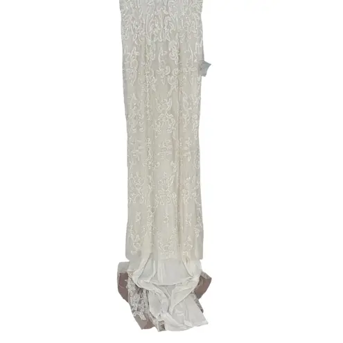 Lulus Everlasting Passion White Sequin Beaded Backless Maxi Dress Size M Size M