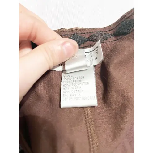 Talbots ‎ Collection Sequin Embellished Aztec Embroidered Tank Top Brown Size M - Image 3