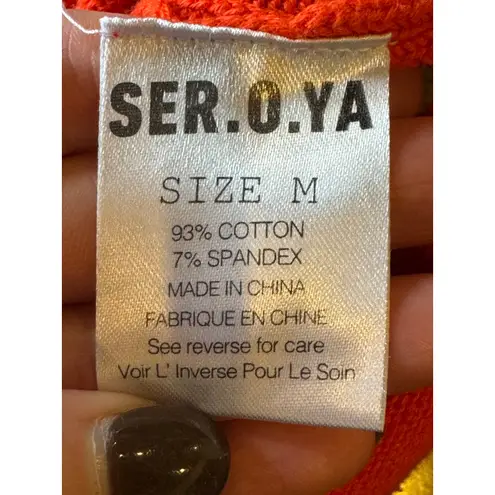 SER.O.YA Dress Women Medium Blood Orange Knit Breah Mini Bodycon Party Cocktail Orange