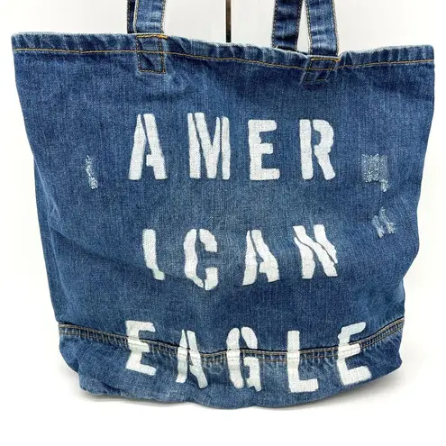 American Eagle  Outfitters Denim Tote Bag Classic Beach Travel School Bookbag