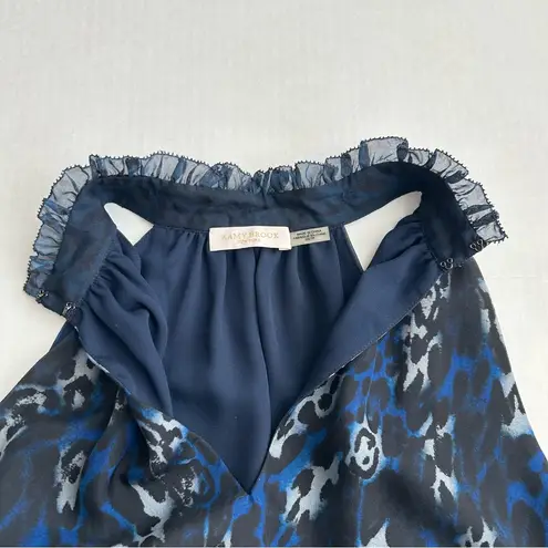 Ramy Brook Women’s Blue Leopard Print Allmay Silk Sleeveless Top XS