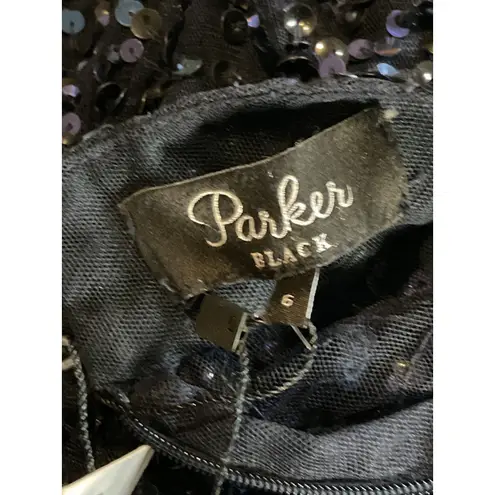 Parker Black Leandra Sequin Long-Sleeve Gown Dress Size 6