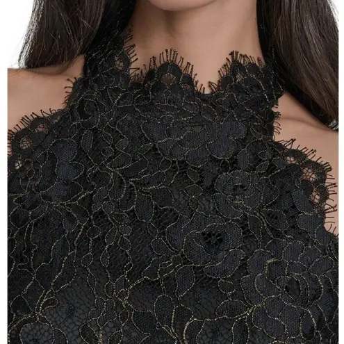 Eliza J Women's Metallic Eyelash Lace Midi-Dress, Black/Gold, Size 16, NWOT