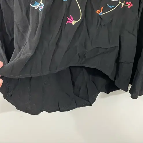 Staring At Stars NWT Black Floral Embroidered Bell Sleeve Tunic Top Size SMALL