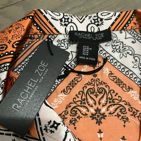 Rachel Zoe NWT!  Orange Bandana Print Faux Wrap Tank Sleeve Blouse. Medium