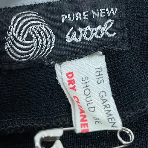 Vintage Wool Cardigan Sweater Lace Front Black 3/4 Length Sleeves Women Buttons