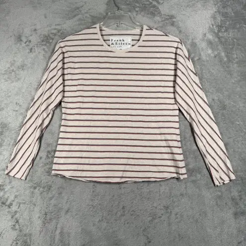 Frank & Eileen Tee Lab Shirt Continuous Sleeve Tee Oatmeal Stripe Crew Neck XS