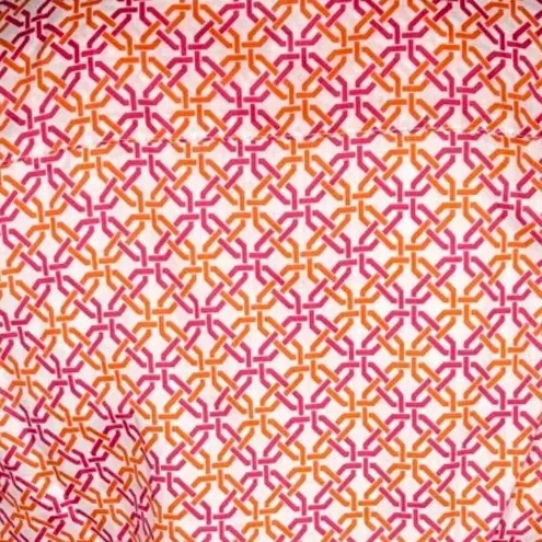 Foxcroft  Shirt Womens 4 Petite Orange Pink Geometric Button Up Preppy Colorful