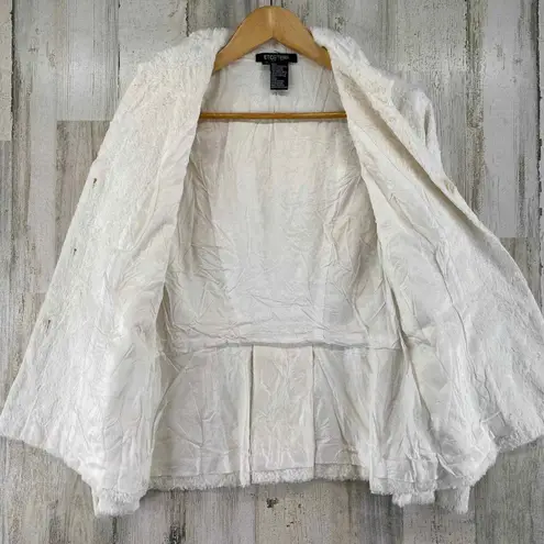 Etcetera Blazer Jacket Womens 10 White Viscose Pile Shag Lined