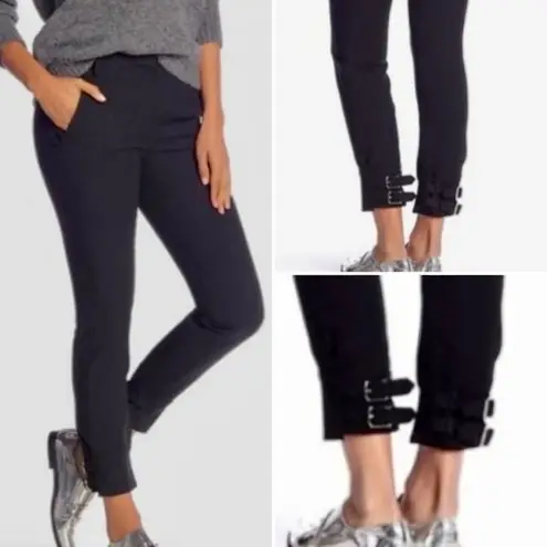 Tibi Anton Black Stretch Buckle Ankle Cuff Pants/Joggers SZ 2