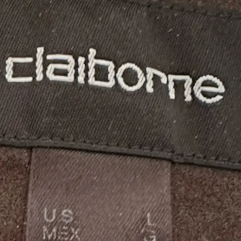 Claiborne Suede Shacket Top Size Large Brown