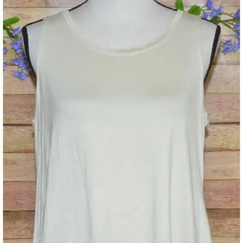LOGO Layers Ladies Beige Pullover Tank Top Size M Lace Accent Sheer Hem Size M
