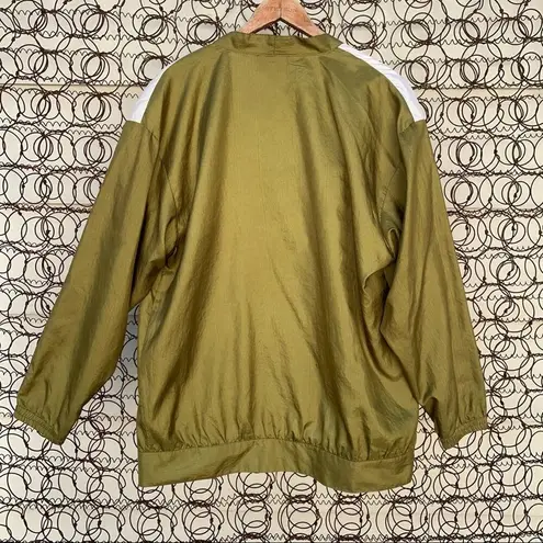 Vintage 80s olive green windbreaker open front jacket Size L