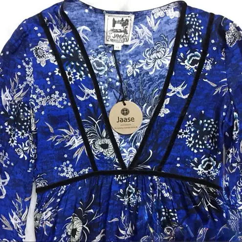 Jaase NWT Blue Floral Long Sleeve Tiered Boho Jessie Dress Size LARGE