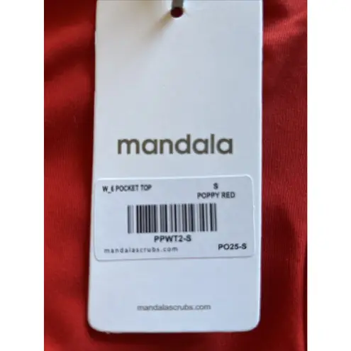 Mandala Medical Scrub Top Poppy Red V