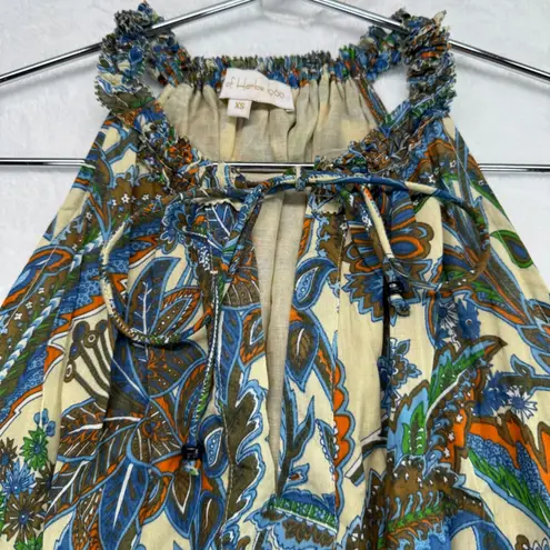 House Of Harlow 1960 Maxi Dress Floral Print Halter Neck Tiered XS Blue