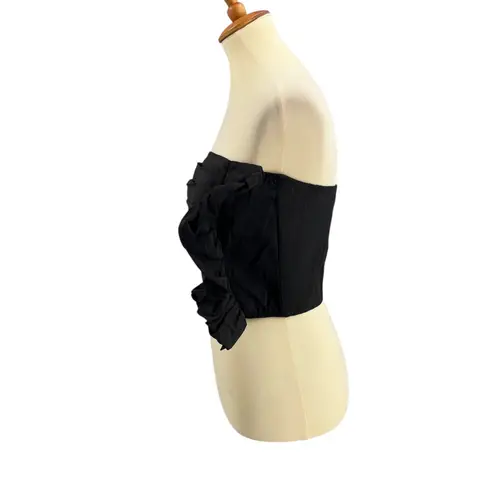 Sandro Paris Black Ruffled Strapless Bustier Top Night Out Party Size 3 / Large