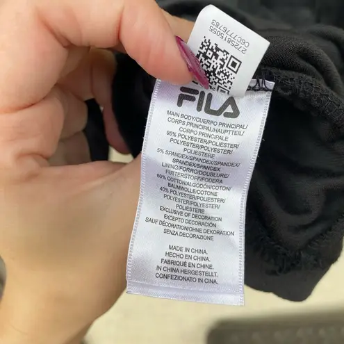 FILA Filla Size medium black velour hoodie full zip sweatshirt Y2K