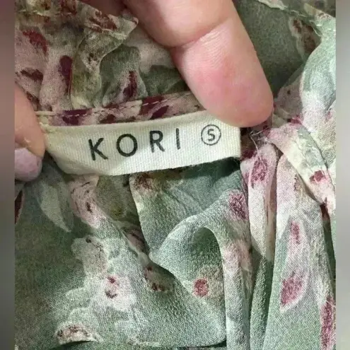 Kori Green Floral Lightweight Long Sleeved Flowy Dress Small Cottagecore Fairy