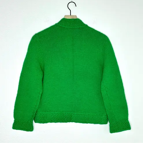 Vintage Hand Knit Wool Cardigan Sweater Green Shrug Sz S Grandmacore Indie