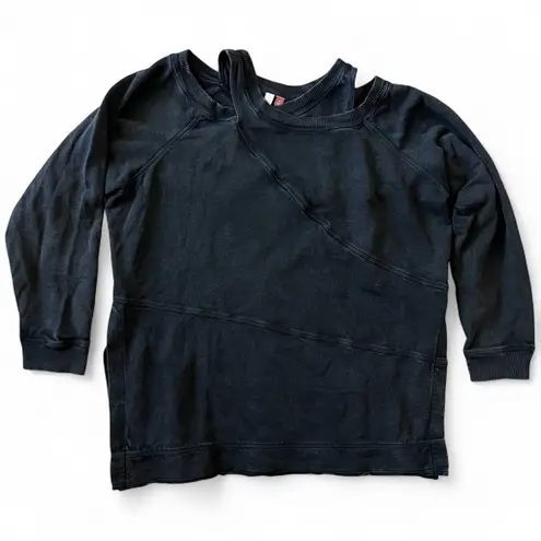 Pilcro by Anthropologie Washed Black Asymmetrical Seam Sweatshirt Size S