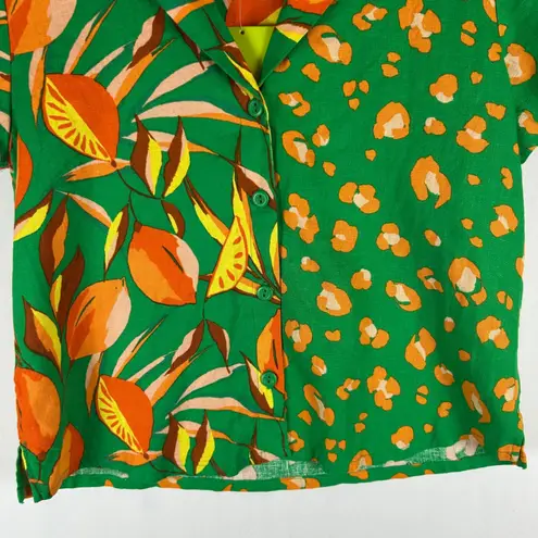 NWT Tabitha Brown x Target Green Leopard Print Button Up Short Sleeve Shirt XXS