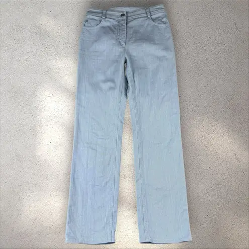 Akris  PUNTO Blue Light Wash Denim High-Waisted Straight Leg Crop Jeans Sz 2