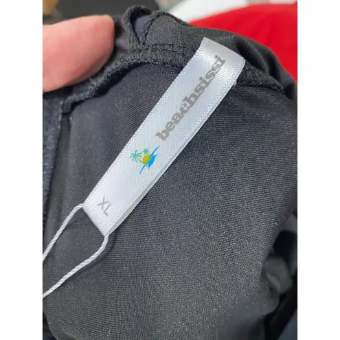 Beachsissi XL Black Swim Dress One Piece Plus Size Mesh Overlay Swimsuit NWT