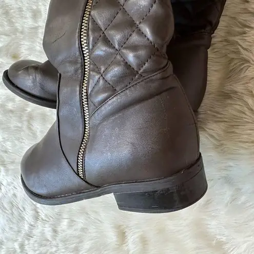 Torrid  Brown Faux Leather Quilted Wide Calf Boots Women's 9W