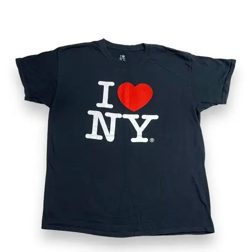 Boutique I Love New York Unisex T Shirt Top Short Sleeve Crew Neck Black Red White Large