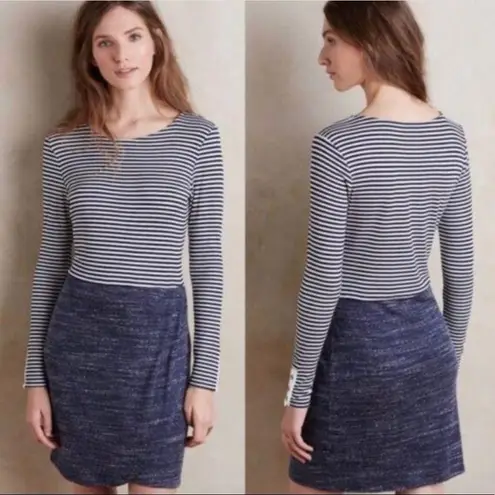 Dolan Anthropologie Left Coast Collection Navy Stripe Long Sleeve Dress Large Blue