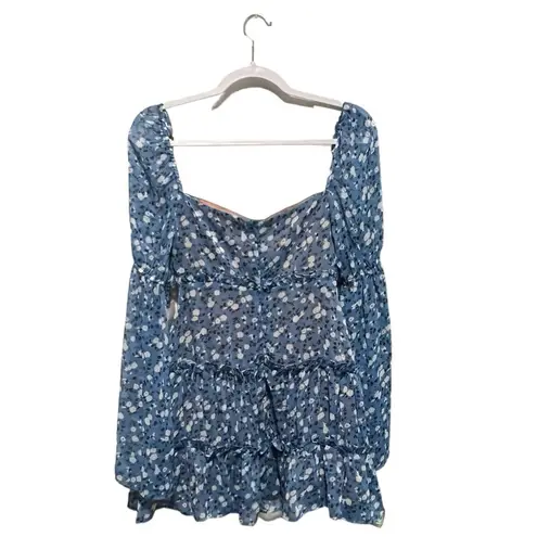 Majorelle  x Revolve Ailish Mini Dress in Blue Ditsy, New with Tags