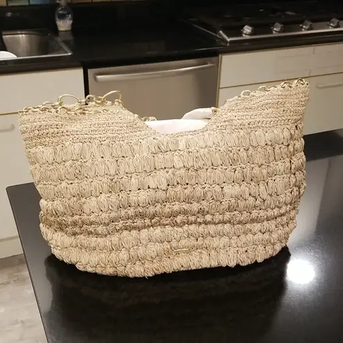 Cult Gaia ππ Naima Tote Bag Woven Raffia ~ Off White NWT