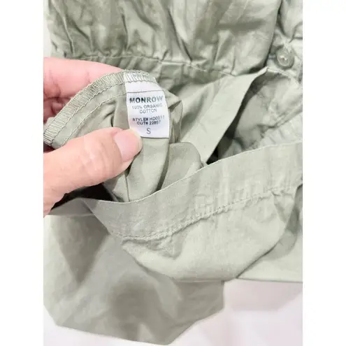 Monrow Organic Cotton Button Mini Shirt Dress Laurel Green Women's Size Small